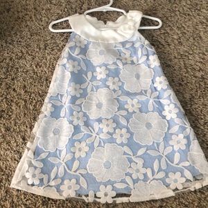 Rare Editions blue and white embroidered dress